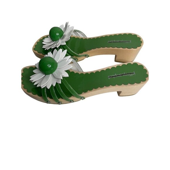 NEW Jeffrey Campbell X Free People Blossoms Wooden Sandal Size 6 Green - Picture 3 of 6